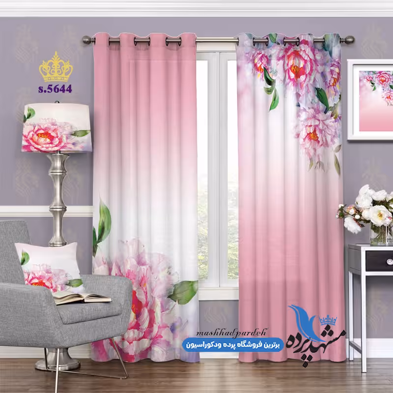 پرده پانچ گلدار طرح نقاشی گل کد s-5644