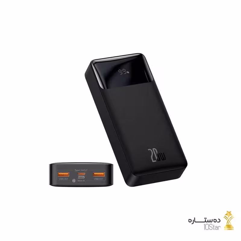 پاور بانک شارژ سریع 20 وات ظرفیت 30000mAh باسئوس مدل Bipow Digital PPBD30K