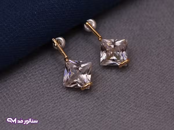 گوشواره استیل طرح الماس کد G5043