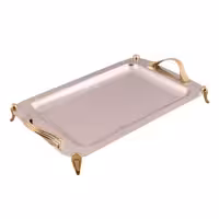 سینی مستطیل متوسط دسته طلایی Wave طرح دار پایه دار ریور کد BG1277