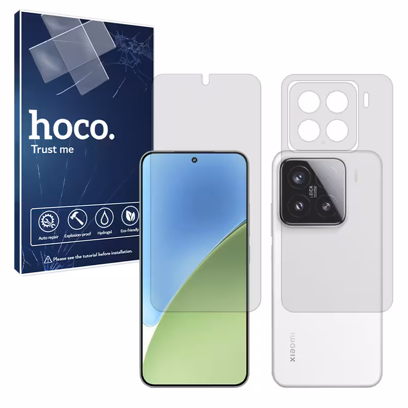 گلس صفحه نمایش و پشت گوشی شیائومی 15 مدل شفاف برند هوکو کد SS