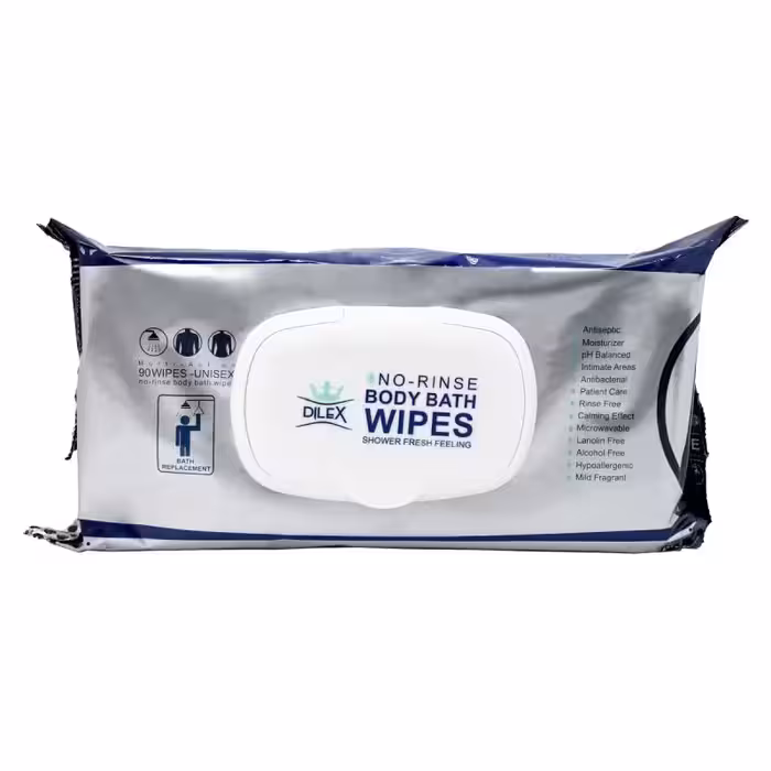 دستمال مرطوب پاک‌کننده بدن دایلکس 90 عددی DILEX BODY BATH WIPES, 90 pcs دستمال مرطوب پاک‌کننده بدن دایلکس