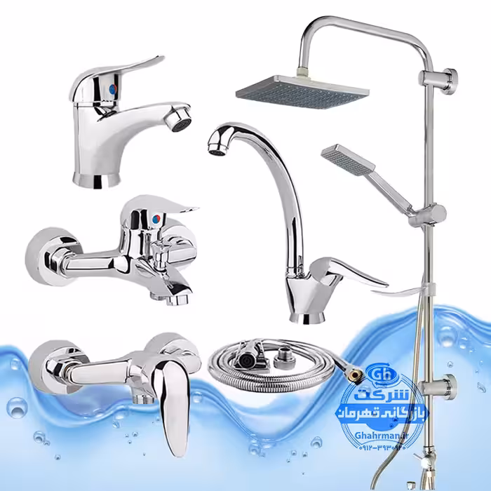 ست 6 عددی شیرآلات مدل قهرمان با علم دوش یونیورست اتومات و شلنگ توالت | رنگ کروم