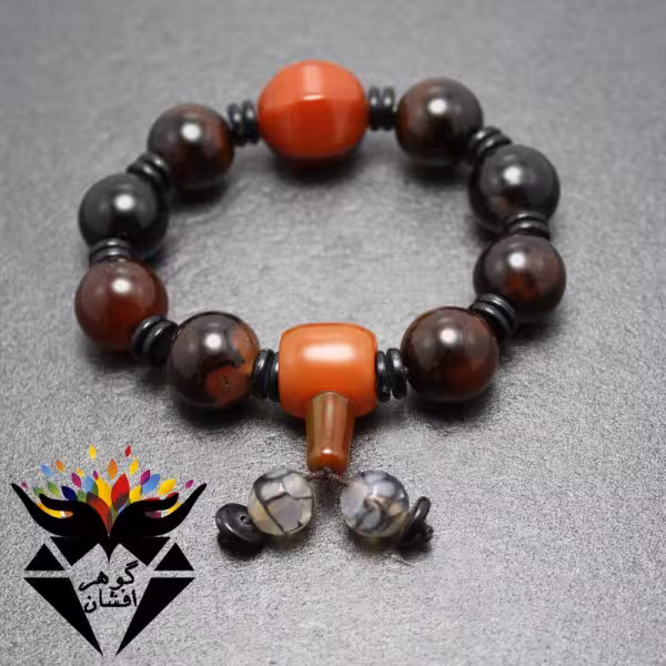 دستبند عقیق عتیقه ای خوشرنگ کد D_1031