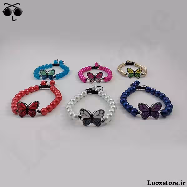 دستبند مهره ای پروانه با رنگ های خاص و جذاب