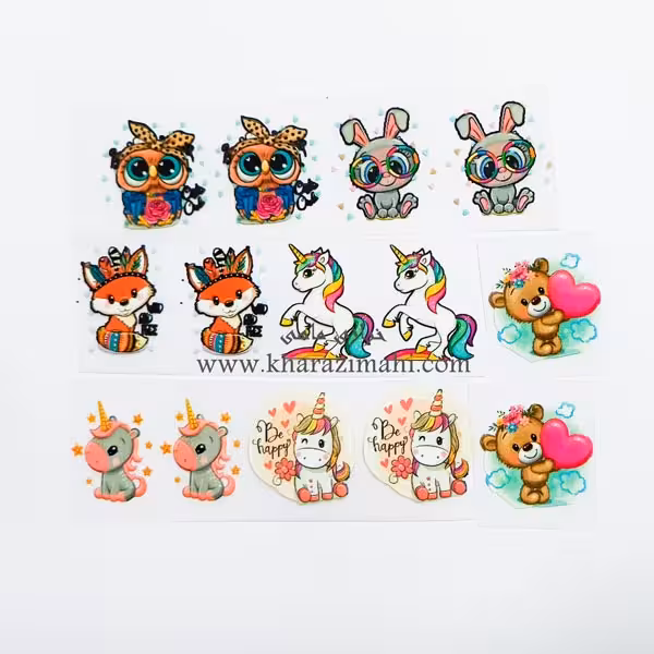 برچسب حرارتی_طرح خرگوش خندان عینک رنگی{کد51}