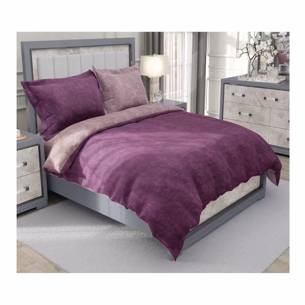 سرویس روتختی دو نفره کارینا مدل ساتین پنبه 6 تکه کد 701