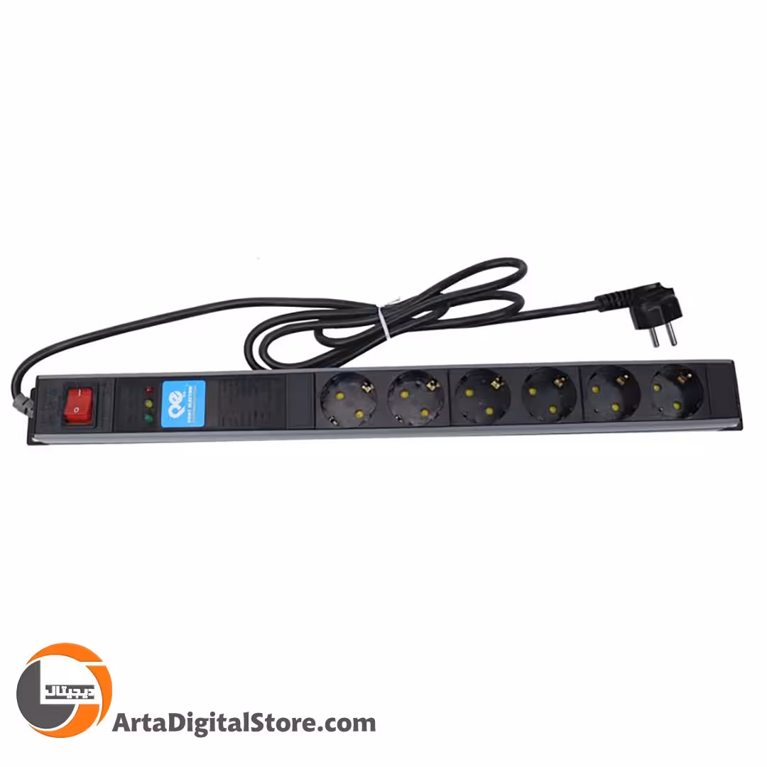 محافظ برق Part Electric PE5143 Rack Mount 6 Port Black طول 1.8m