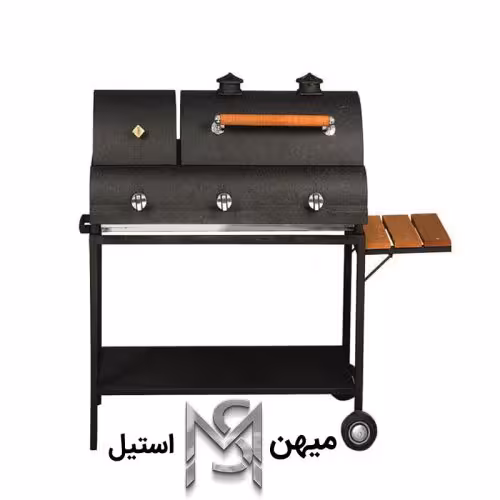 باربیکیو دهنه 120 گازی و ذغالی با کفی چدن و جای فن گارانتی 12 ماهه مدل MTF12