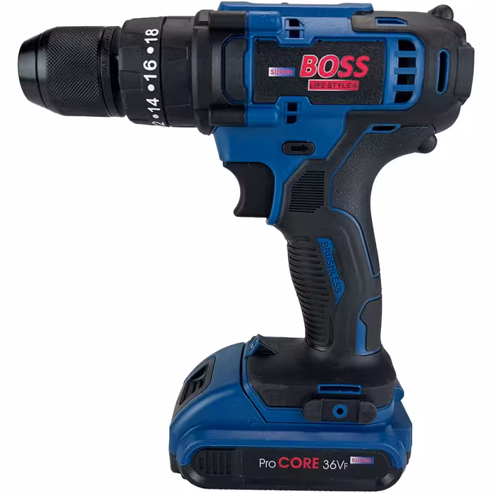 دریل شارژی پیچ گوشتی شارژی36ولت چکشی براشلس باس Bossمدل36 mv ا BOSS