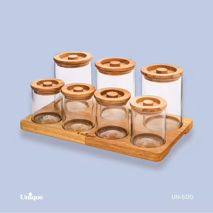 ست جا ادویه 7پارچه چوبی یونیک کد 6120