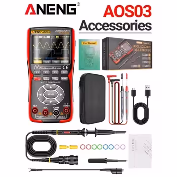 اسیلوسکوپ دیجیتال پرتابل دو کاناله 50MHz سه کاره ANENG AOS03