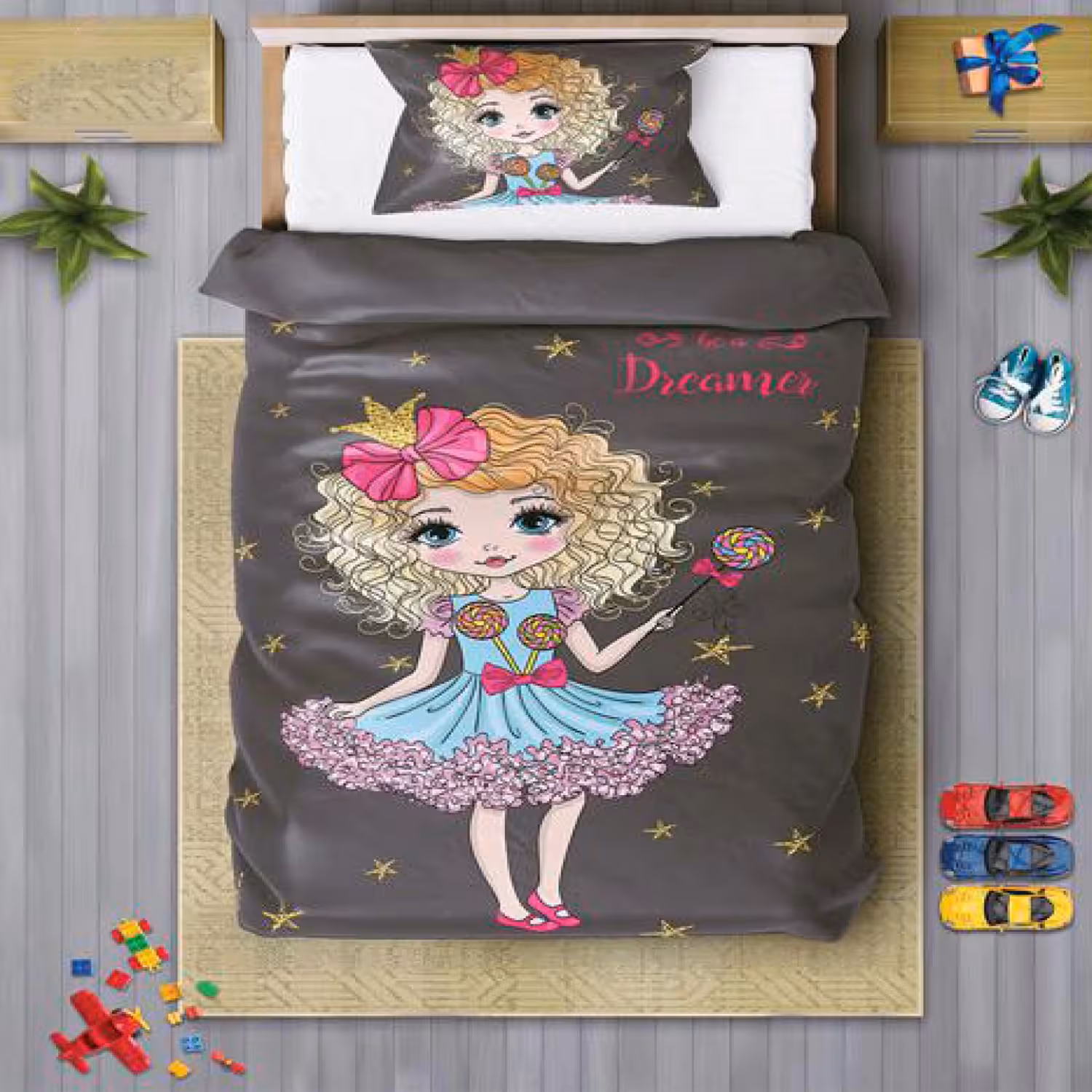 سرویس روتختی دخترانه چیداری مدل 7079 یک نفره چهار تکه