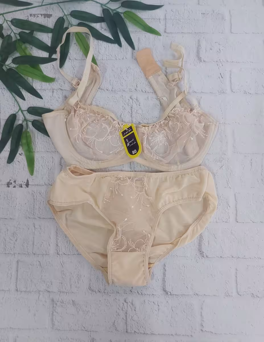 ست شورت و سوتین زنانه کرم کد R748