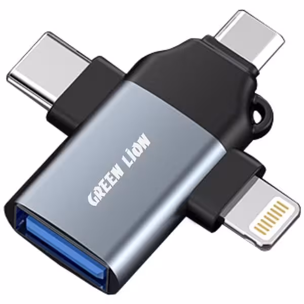 مبدل USB به لایتنینگ/USB-C/microUSB گرین مدل GN3IN1OTGGY