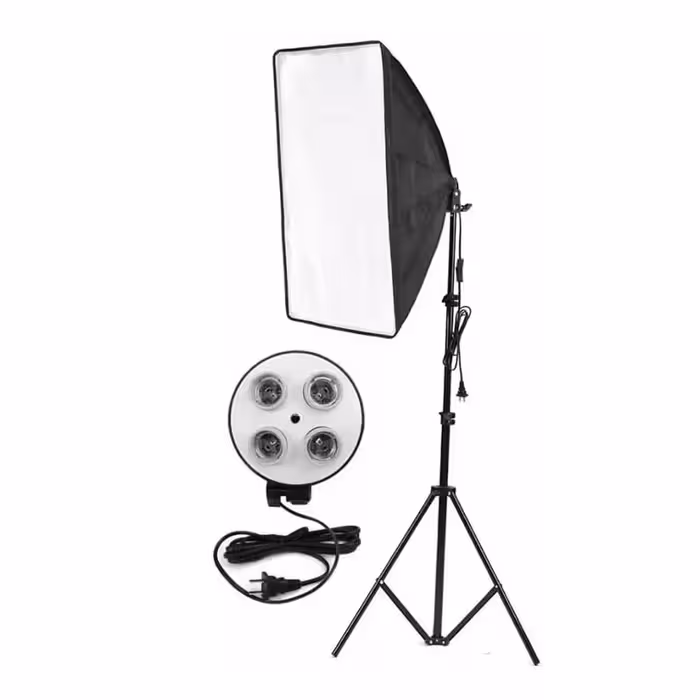 نور ثابت پروژکتور 4 لامپ به همراه سافت باکس و پایه 803