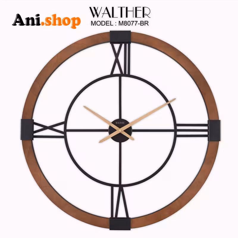 ساعت دیواری قطر 80 ترکیب چوب و فلز M8077_BR