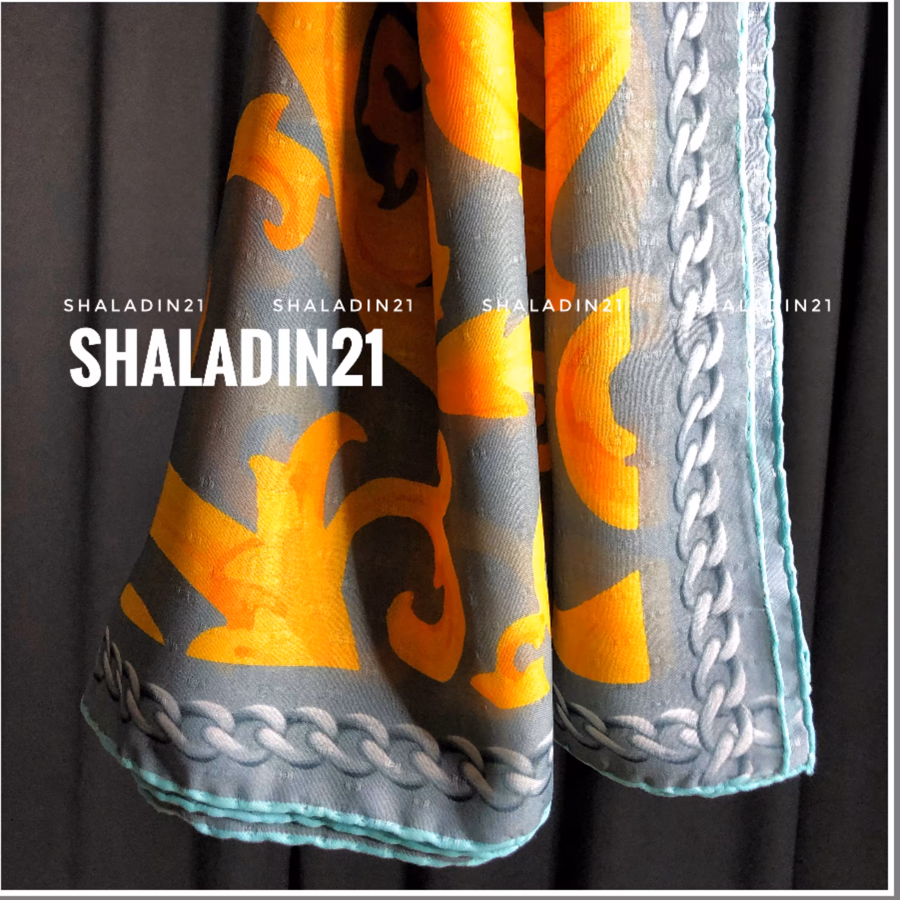 روسری نخی دوردست دوز زرد در سه رنگ