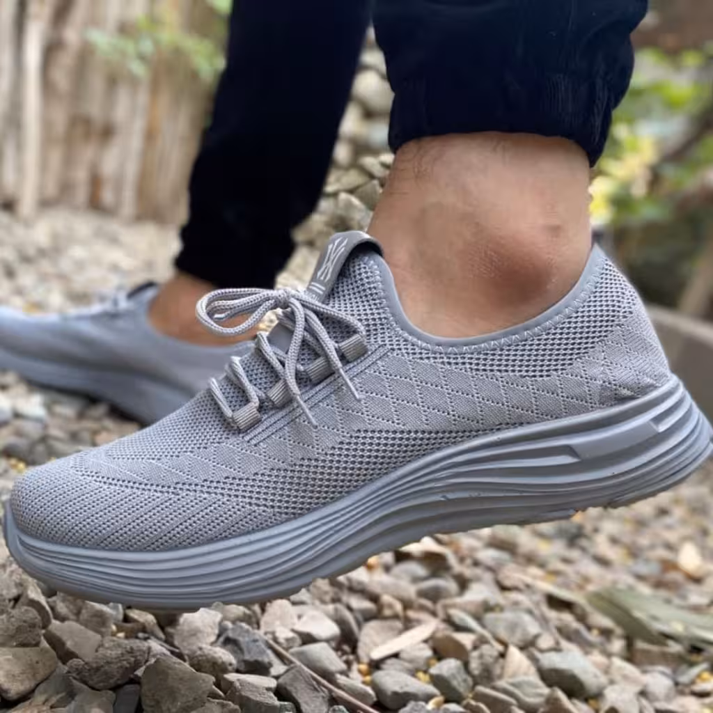 کفش راحتی رویه جورابی بند نما خنک و بسیار راحت و با کیفیت بالا طوسی 3621