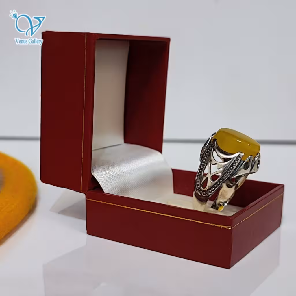انگشتر نقره مردانه عقیق زرد کد 2841