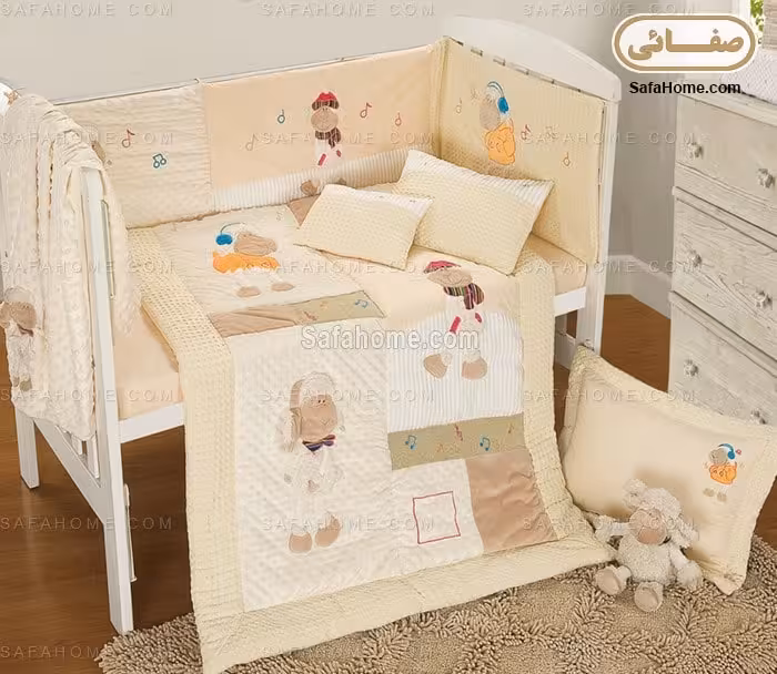 روتختی نوزاد 6 تکه طرح گوسفند ستیمو کرم
