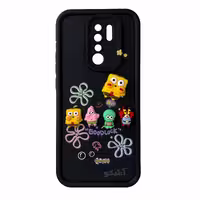 قاب Solid عروسکی طرح خانواده باب اسفنجی مناسب برای Xiaomi Redmi 9-مشکی