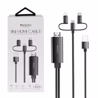 کابل تبدیل HDMI به لایتنینگ و microUSB و USB-C یسیدو مدل HM05