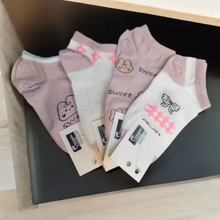 جوراب مچی کارت سفید طرح خرگوش sweet گلبه ای