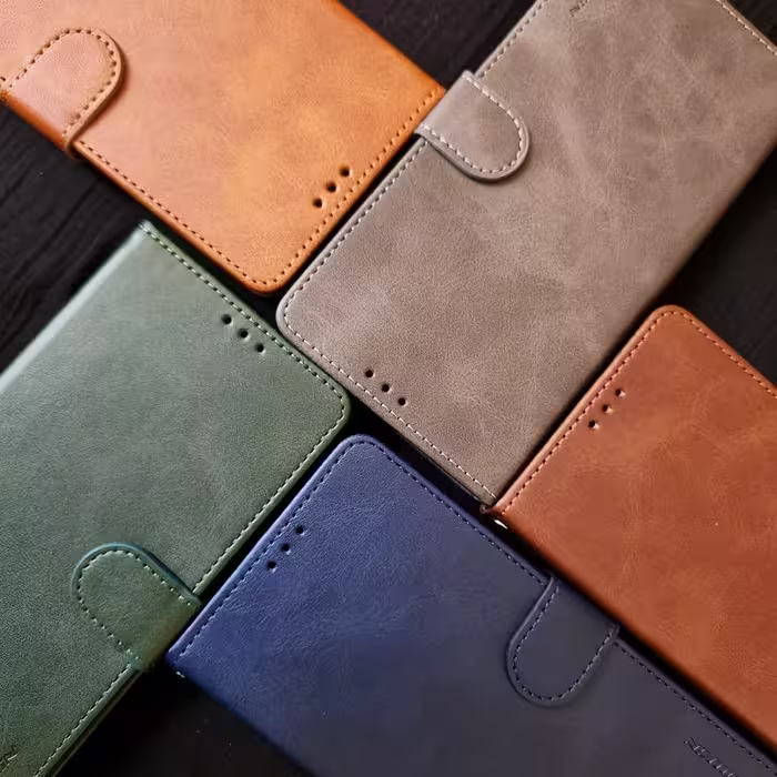 کیف کلاسوری چرمی مگنتی، رنگ سورمه‌ای، مناسب برای گوشی شیائومی نوت 14 پرو