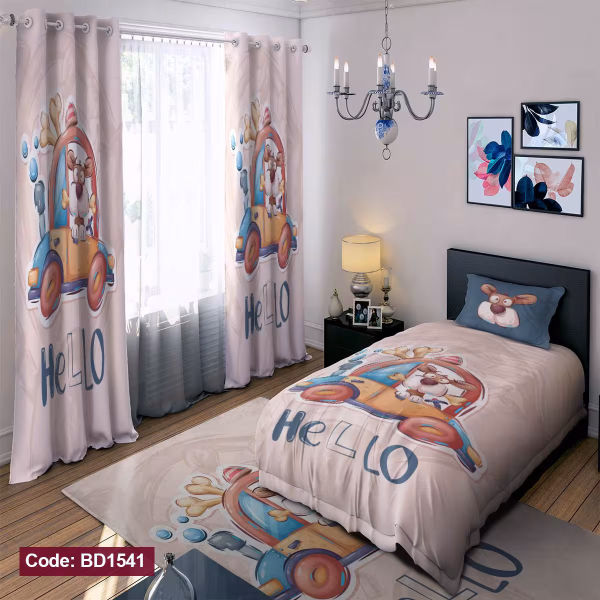 ست کالای خواب 4 تکه روتختی مخمل ضد لک ترک طرح دخترانه کد 1541