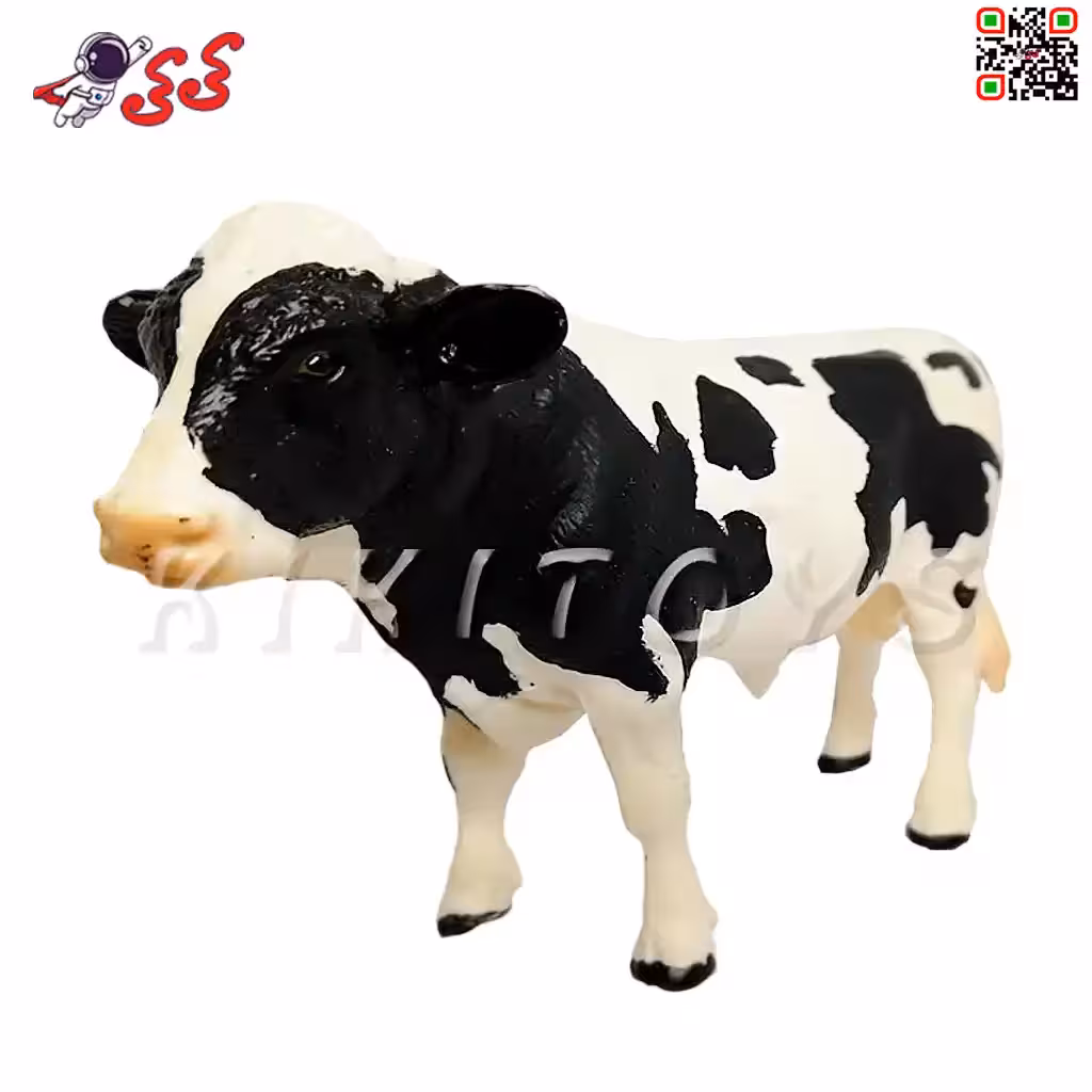 فیگور حیوانات ماکت گاو نر سیاه و سفید اسباب بازی Figure of cow 336