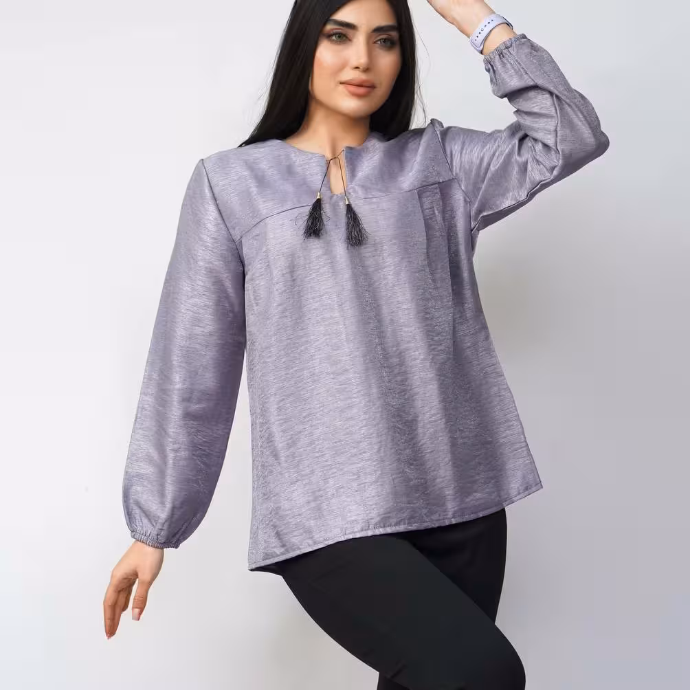 شومیز منگوله کتان کریستال