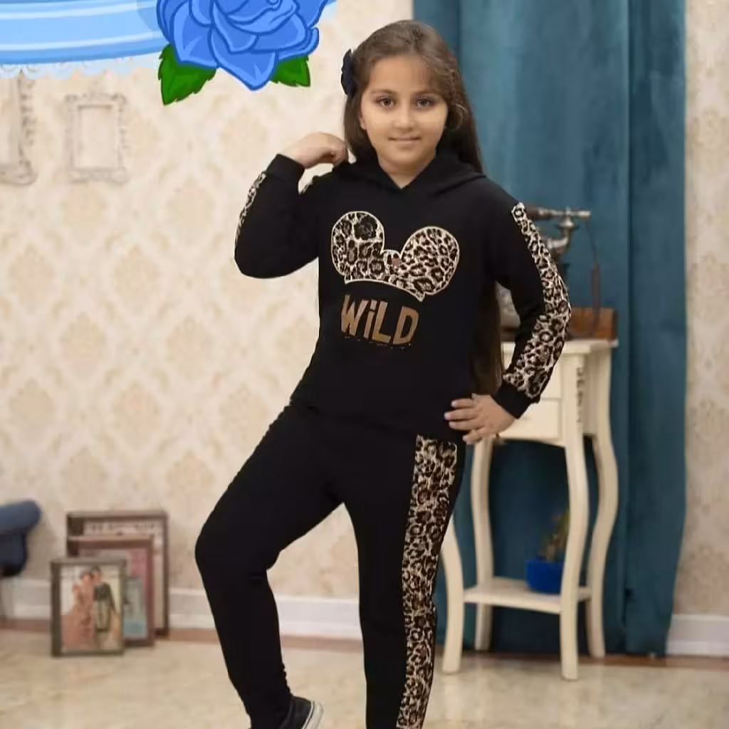 هودی و شلوار پلنگی دخترانه 2097a