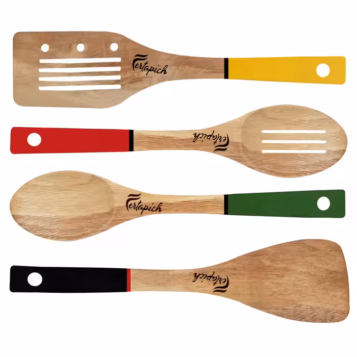 سرویس کفگیر و ملاقه 4 پارچه فرتاپیچ مدل چوبی کد 018 | کالا مکس