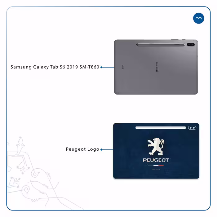 برچسب پوششی ماهوت مدل Peugeot-Logo مناسب برای تبلت سامسونگ Galaxy Tab S6 2019 SM-T860
