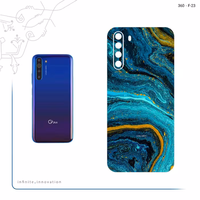 برچسب پوششی ماهوت مدل Turquoise marblewith golden streaks مناسب برای گوشی موبایل جی پلاس X10