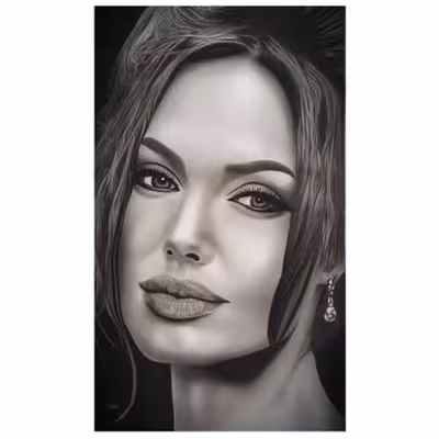 تابلو نقاشی سیاه قلم طرح چهره مدل آنجلینا کد 11