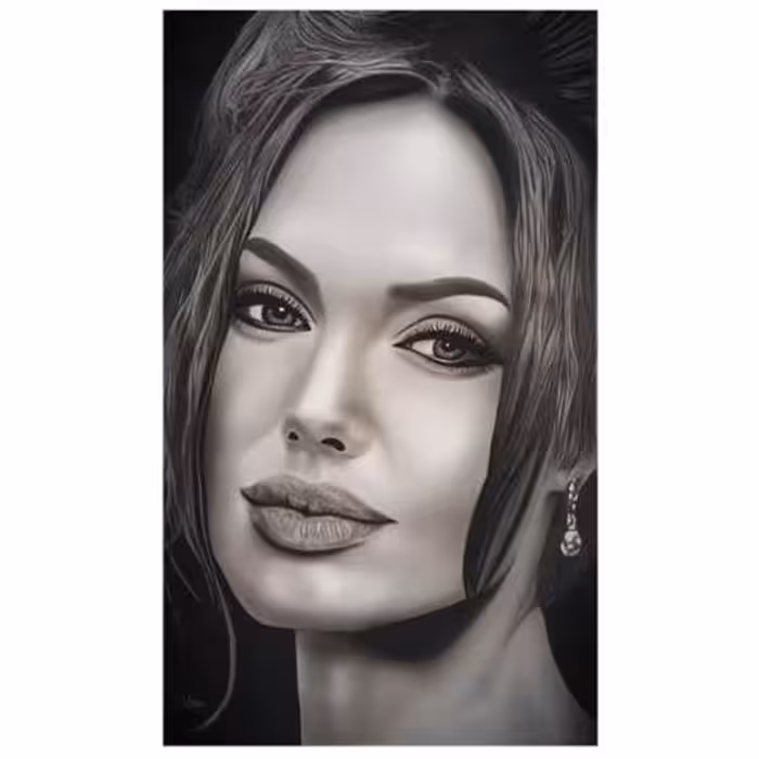 تابلو نقاشی سیاه قلم طرح چهره مدل آنجلینا کد 11