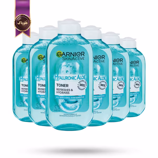 6 عدد تونر صورت گارنیر Garnier مدل آلوئه ورا و هیالورونیک اسید Hyaluronic Aloe حجم 200 میلی لیتر (اورجینال)