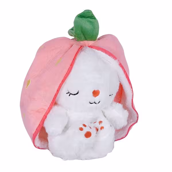 عروسک خرگوش سوپرایزی تنفسی مدل توت فرنگی 25 سانتی متری