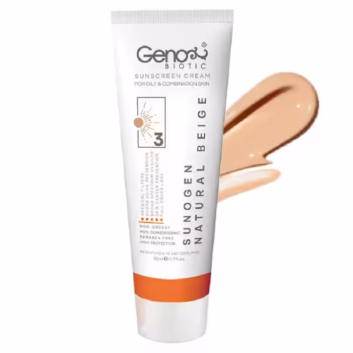 کرم ضد آفتاب رنگی پوست های چرب و مختلط SPF50 ژنوبایوتیک