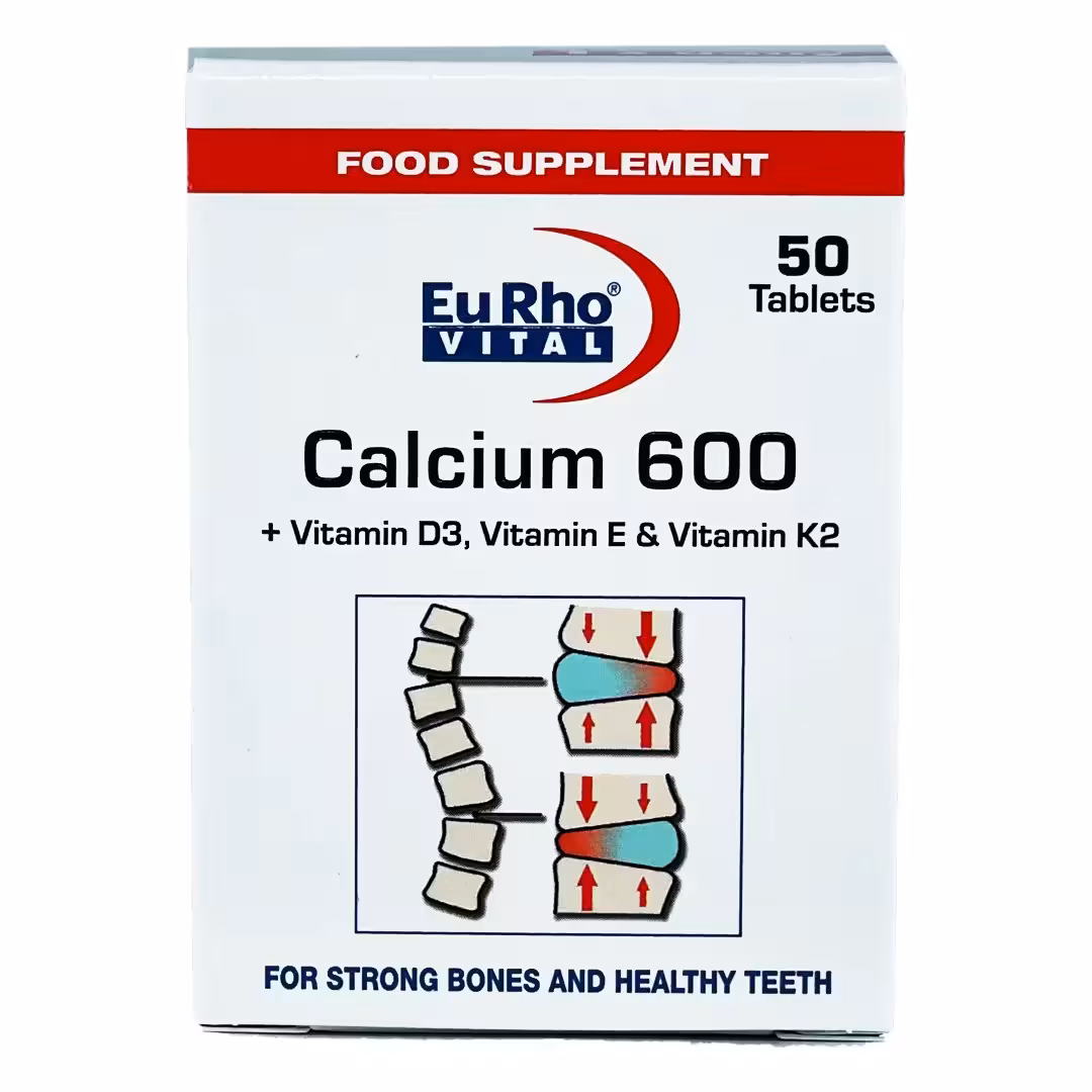 کلسیم  600   ویتامین D   ویتامین K2   ویتامینE یوروویتال - 50 عددی