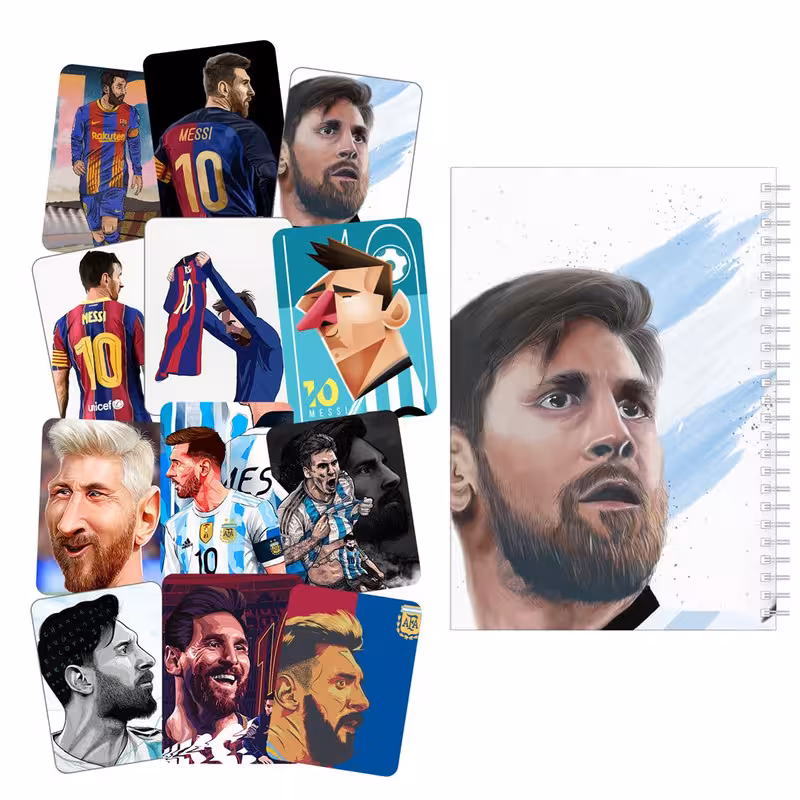 دفتر مشق باژیکان طرح فوتبالی مسی کد 20213248 به همراه برچسب مجموعه 12 عددی