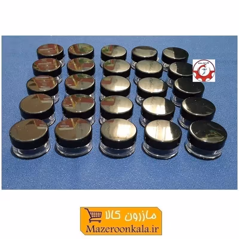 ظرف تستر و قوطی کریستال کرم و ژل گرد 5 گرم درب مشکی  PZJ-022
