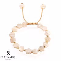 دستبند سنگ صدف طرح ستاره بزرگ با گوی البرنادو طلا