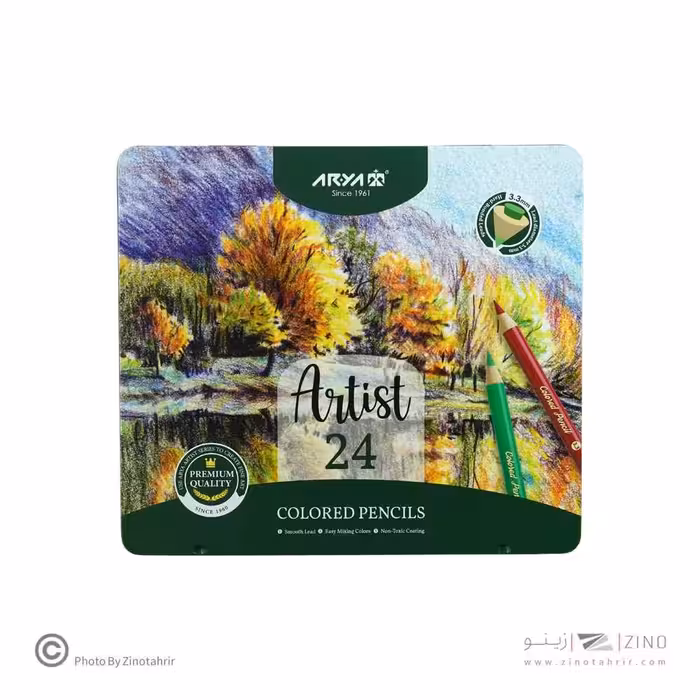 مداد رنگی24رنگ جعبه فلزی حرفه ای/ آرتیست آریا کد3902/3931