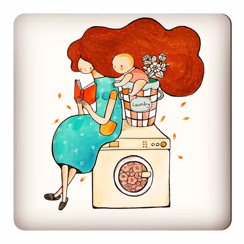 مگنت طرح مادر کتاب خوان و کودک کد wmg606