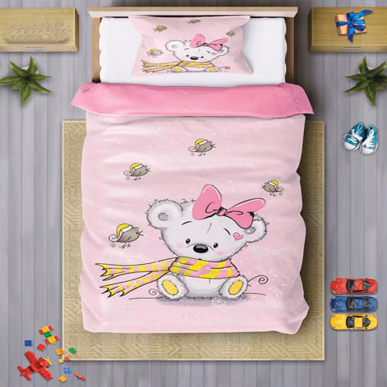 سرویس روتختی دخترانه چیداری مدل 7192 یک نفره چهار تکه