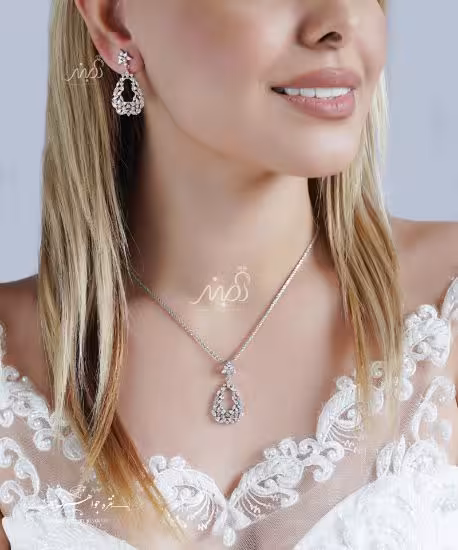 💍نیم ست جواهری (آوبز و گوشواره)خاص و زیبا  با طراحی ژورنالی جواهرات ؛ نقره عیار 925 (N_4144)