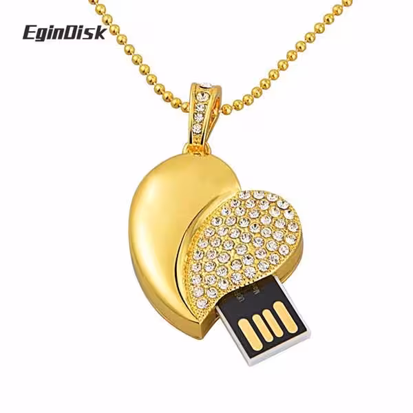 فلش نگین دار گردنبندی طرح  قلب  Diamond MM USB Flash Memory USB Flash Memory 8GB